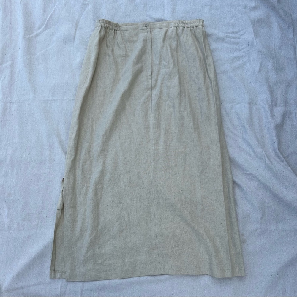 Vintage 90s Style Cream Linen Blend Midi Maxi Skirt, Y2K Boho Cottagecore Summer